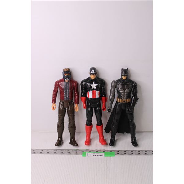 (3) Action Figures - Batman, Captain America, Star Lord