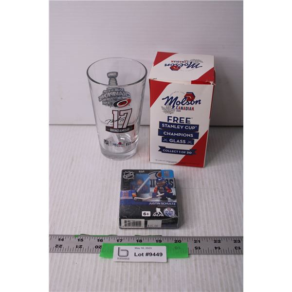 NHL Stanley Cup Champion Glass and Lego NHL Minifigure (Justin Schultz)