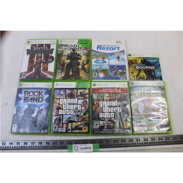 Wii Sports Resort+Misc Xbox 360 Games (Rock Band, Grand Theft, Gears of War Etc.)