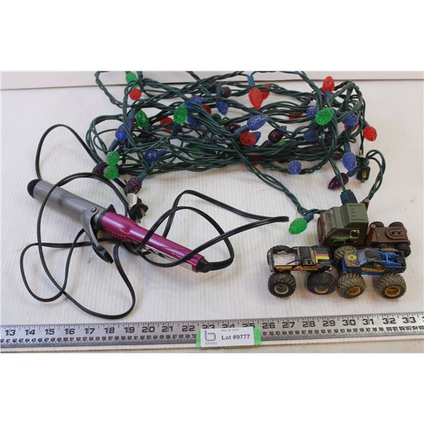 Christmas Lights Works + Toy Trucks + Hair Curler Untested