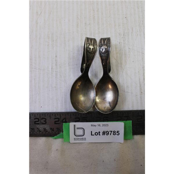 (2) Silver Plate Peter Rabbit Baby Spoons