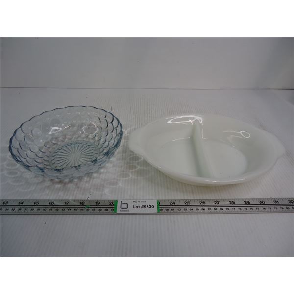 Fire King Divided Dish and Glass Fruit Bowl