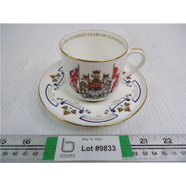 Aynsley Bone China Cup and Saucer-100 yrs. Canadian Confederation