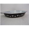 Image 3 : Vintage Pyrex Black Snowflake Divided Oval Casserole Baking Dish