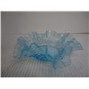 Image 2 : Vintage Fenton Blue Hobnail Ruffle Rim Glass Candy Nut Dish and Vintage Goblet