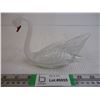 Image 1 : Blown Art Glass Swan Figurine White Clear Cased Glass