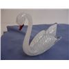 Image 2 : Blown Art Glass Swan Figurine White Clear Cased Glass