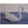 Image 3 : Blown Art Glass Swan Figurine White Clear Cased Glass