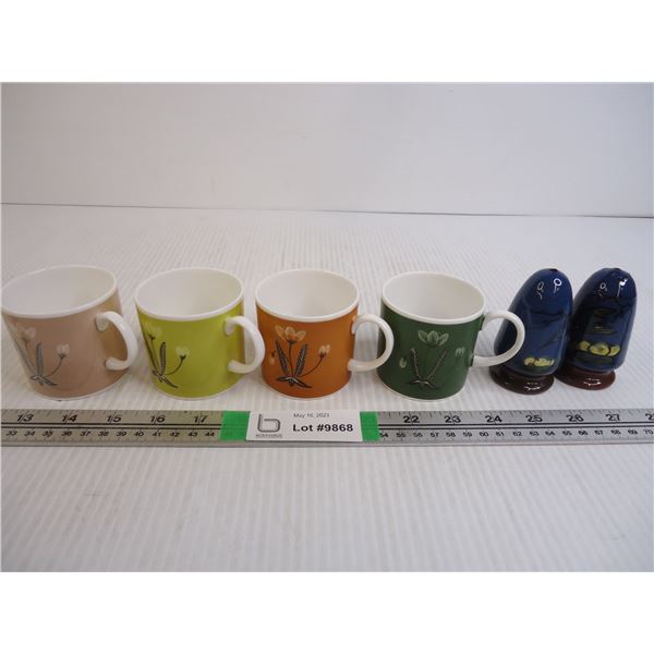 (4) Made in England Tea Cups and Set of Salt/Pepper