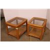 Image 1 : *(2x Bid Price) (2) Wooden Glass Top Inserts End Tables - 26" x 22" x 21"