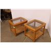 Image 2 : *(2x Bid Price) (2) Wooden Glass Top Inserts End Tables - 26" x 22" x 21"