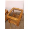 Image 3 : *(2x Bid Price) (2) Wooden Glass Top Inserts End Tables - 26" x 22" x 21"