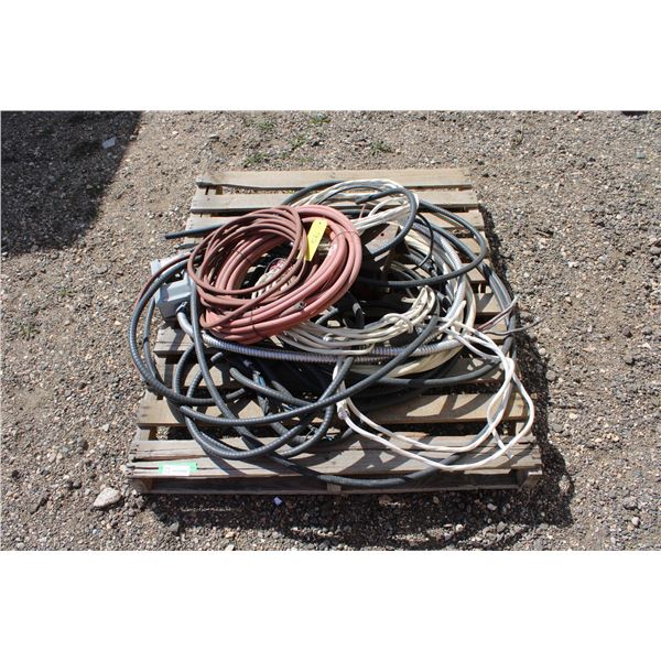 Pallet of Assorted Wiring and Plastic Industrial Hose