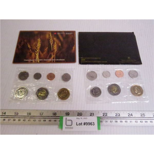 (1) 2004 Canadian Mint Uncirculated Coin Set - (1) 2005 Canadian Mint Coin Set Uncirculated Coin Set