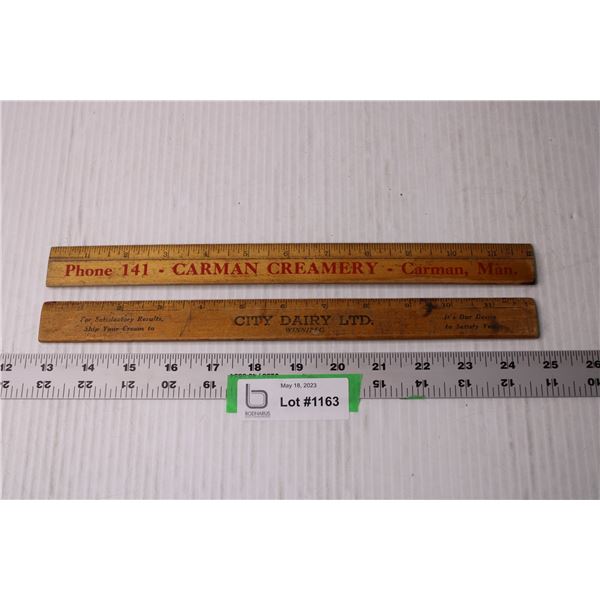 (2) Vintage  Advertising  Rulers (Carman and Winnipeg Manitoba)