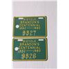 Image 3 : (2) Vintage 1982 Bicycle License Plates (Brandon Manitoba)