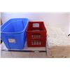 Image 1 : *Blue Tote + Red Milk Crate + Styrofoam Container