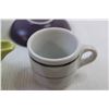 Image 5 : White Cups with Green Stripes + Gravy Boat + (4) Indigo Bowls