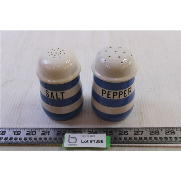 White and Blue Salt and Pepper Shakers