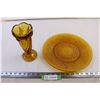Image 1 : Orange Glass Plate + Orange Vase