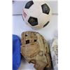 Image 3 : Bag with Baseball Glove + Softball + Soccer Ball +  Soccer Cleats Shoes Size 11