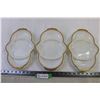 Image 1 : (3) Fire King Ware White Milk Glass Gold Trim Divided Serving Platter