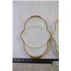 Image 2 : (3) Fire King Ware White Milk Glass Gold Trim Divided Serving Platter