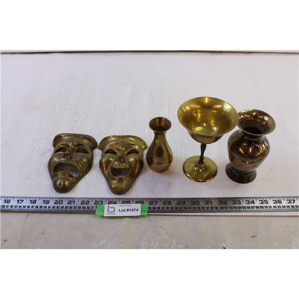 Metal Decorative Vases And Masks + Metal Chalice