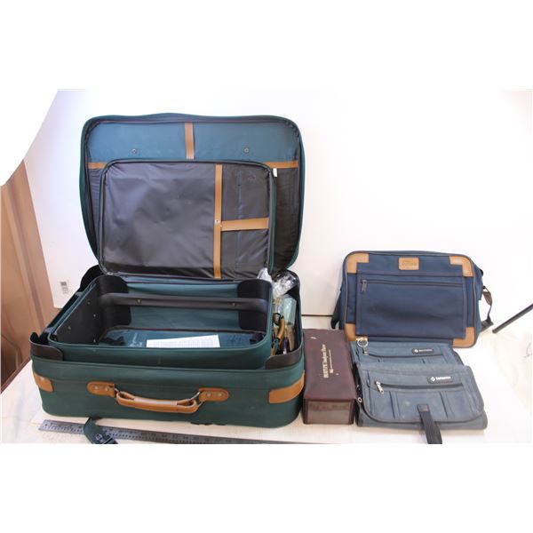 (2) Suit Cases + Carrying Case + Brown Container + (2) Shaving Kits