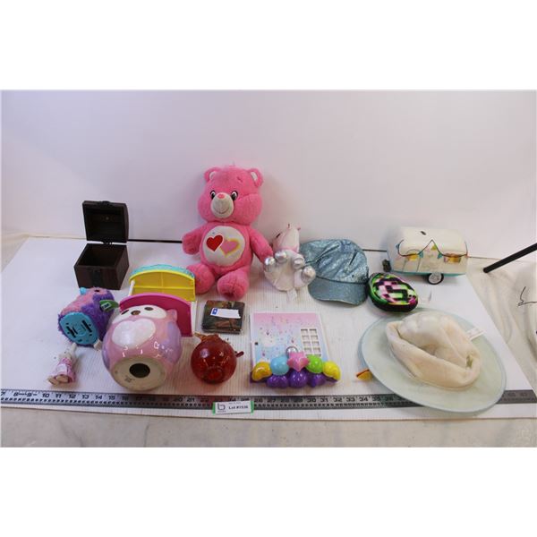 Misc. of Girls Toys + Cigarette Case + (2) Hats