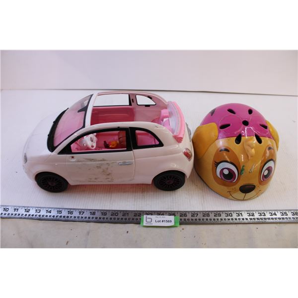 Bike Helmet + Barbie Car