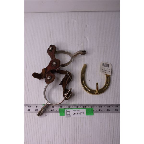 Spurs and Brass Horseshoe Hook