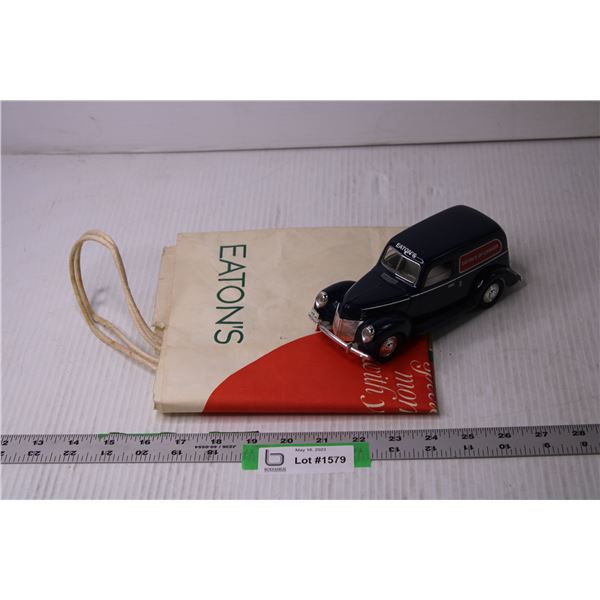 Eaton's Car Coin Bank and Key and Eaton's Shopping Bag