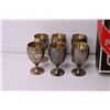 Image 4 : Vintage Bar Set, Curling Themed Barware, Silver Plated Mini Goblets