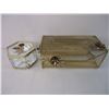 Image 2 : Tissue Box Cover, Glass Trinket Box, (1) Box Costume Jewelry, Crystal Eagle Ornament, (2) Small Hand