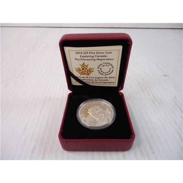 R.C.M.  Exploring Canada  2014-99.99% Fine Silver Coin with Box and Case