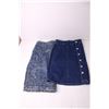 Image 2 : (2) Denim Mini Skirts and 2 NOS Halter Tops - Size Large to XL