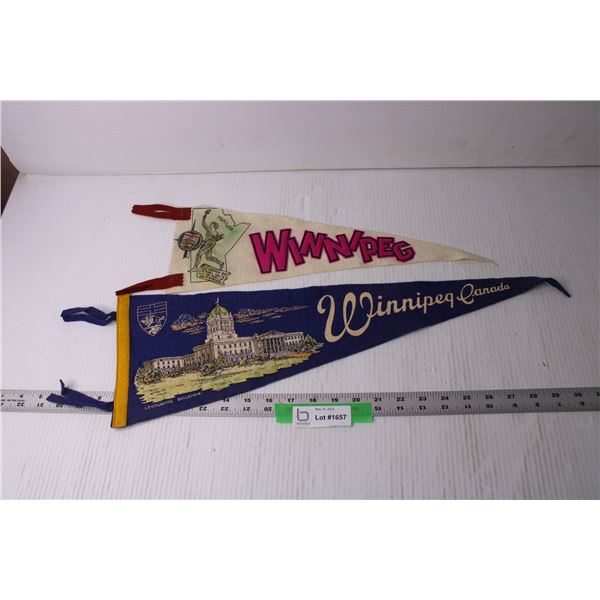 (2) Vintage 1950s Winnipeg Pennants