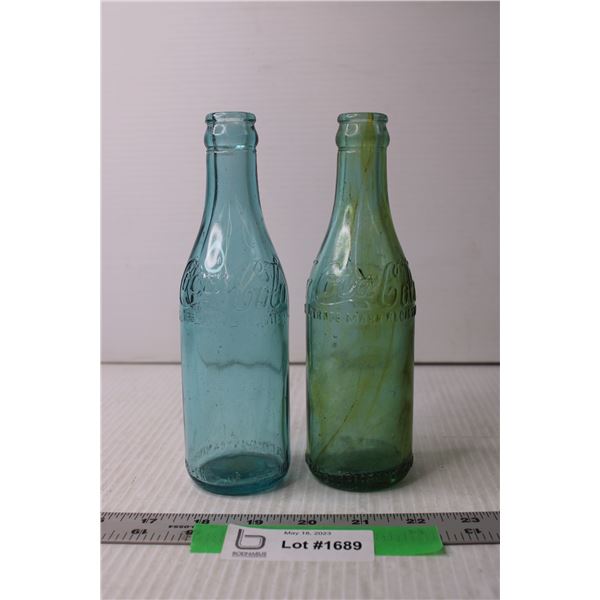 (2) Straight Side Coca Cola Bottles (One Cracked