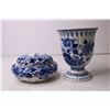 Image 2 : (2) Vintage Delft Vase and Trinket Dish