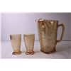 Image 3 : Depression Glass Pitcher and Two Cups - Floragold