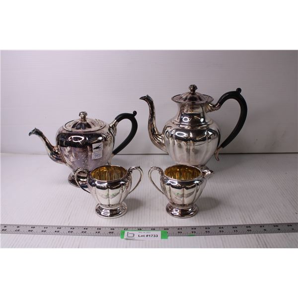 (2) Silver Plated Tea Pots and Two Cups