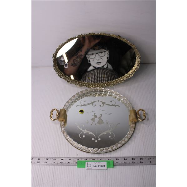 (2) Glass Mirror Trays