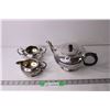 Image 1 : Silver Plated Tea Pot and Cream and Sugar Set