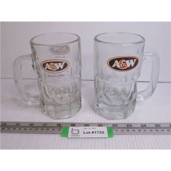 (2) A&W Glass Mugs