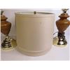 Image 2 : Pair of Wooden & Brass Lamps w/Shades