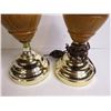 Image 6 : Pair of Wooden & Brass Lamps w/Shades