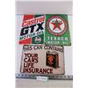 Image 1 : (3) Tin Man Cave Signs (Castrol, Texaco, Shell)