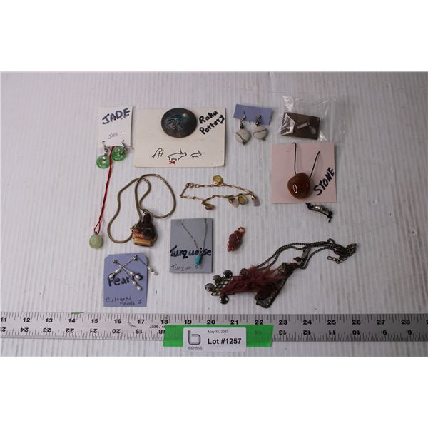 Assorted Jewelry - Jade, Stone, Raku, Pearls, Misc.