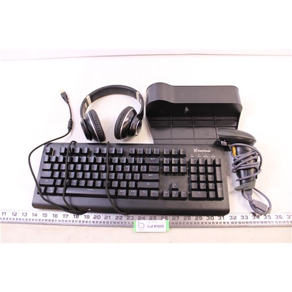 Black Web Headphones +  Blackweb Keyboard + Barcode Scanner